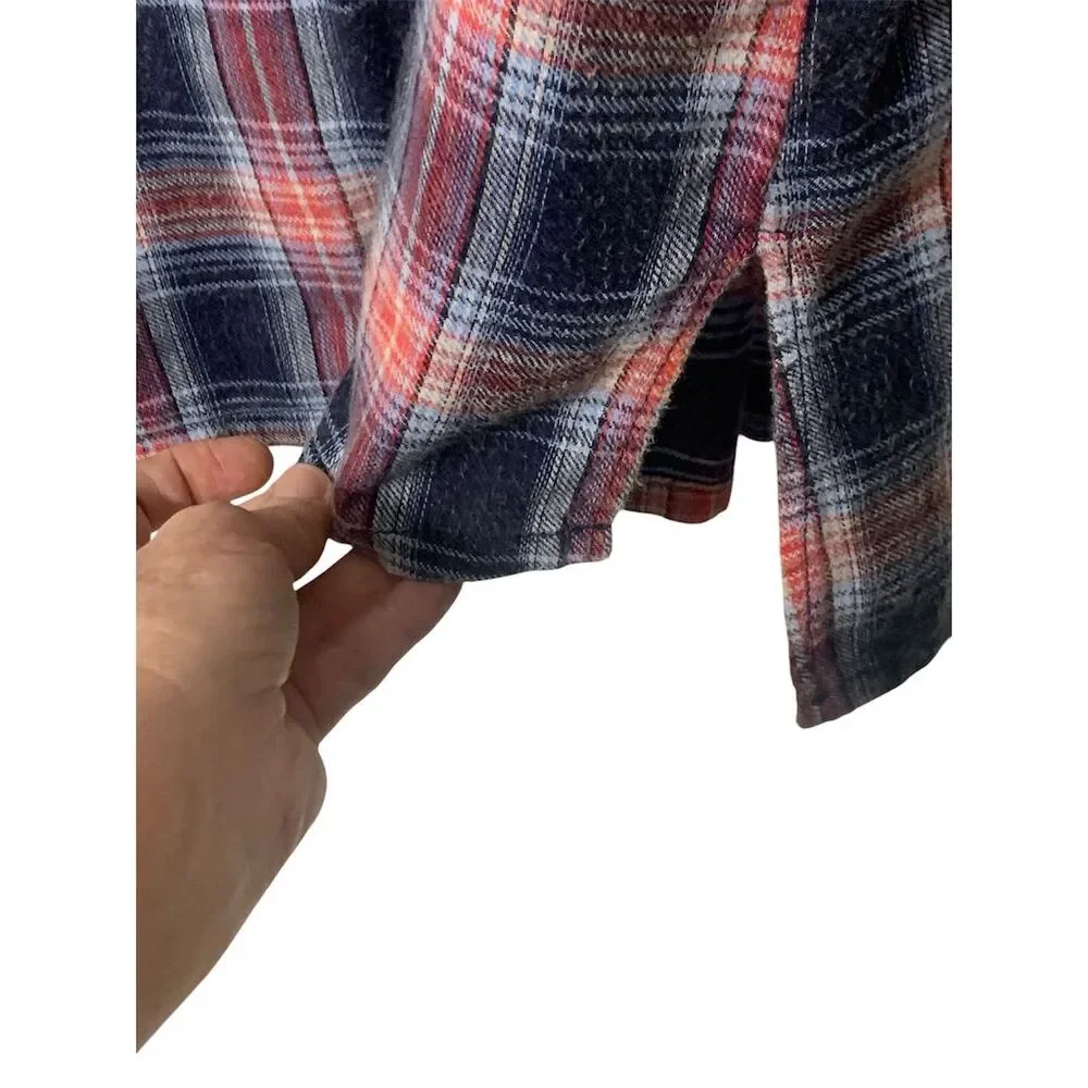 Free People Little‎ Bit of Sugar Women's M Sequin plaid flannel shirt
